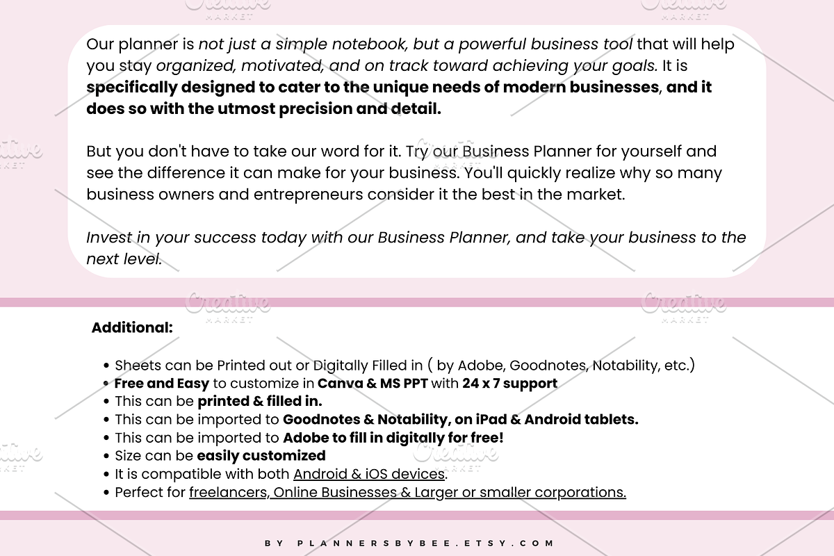 Start-Up / Small Business Planner, a Print Template by PlannersByBee (Photo 6 of 6)