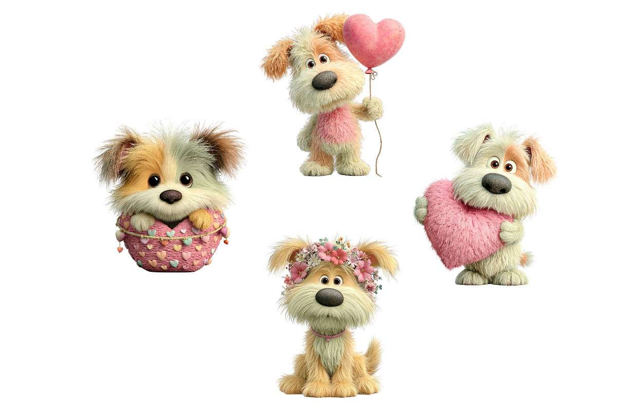 Whimsical Valentine Fluffy Dog Clipa, an Illustration by Dream Creation (Photo 7 of 7)