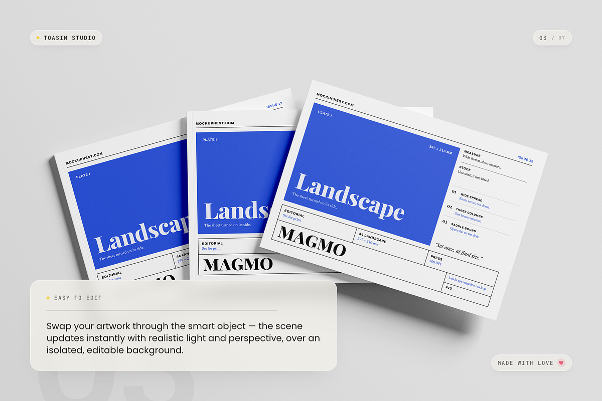 A4 Landscape Magazine Mockup, a Books & Magazine Mockup by Toasin Studio (Photo 3 of 7)