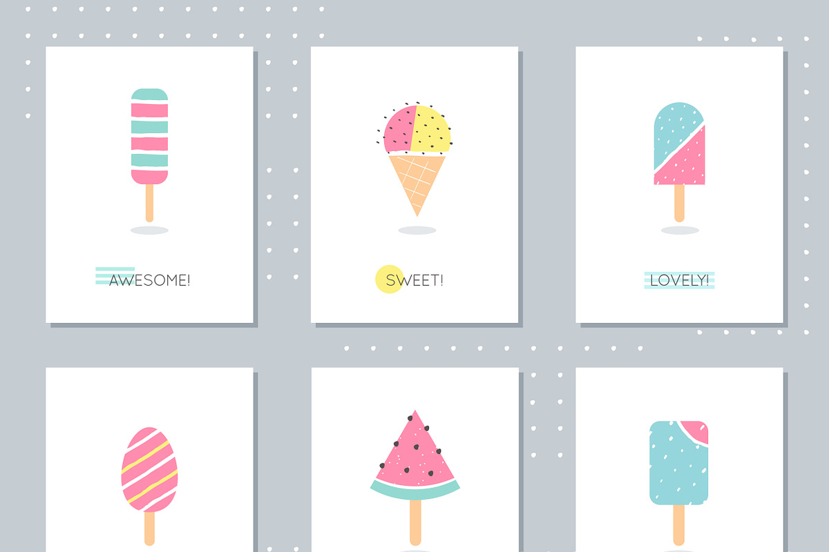 Ice-Cream and Popsicle Vector Set, a Texture Illustration by Julia Batsheva (Photo 3 of 4)
