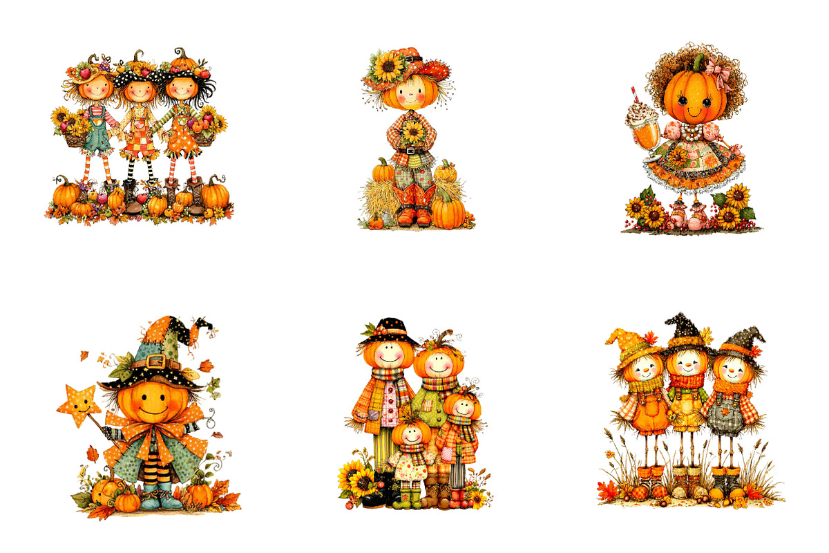 Quirky Pumpkins Clipart, a Seasonal Illustration by CreationArt (Photo 4 of 5)