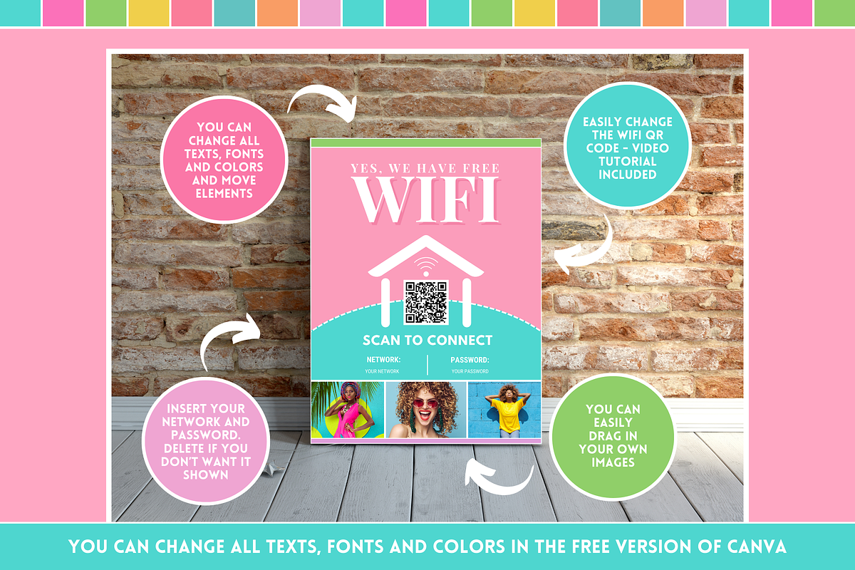 WiFi QR Code Sign - Pastel, a Flyer Template by SunshineStudioBoutique (Photo 6 of 10)