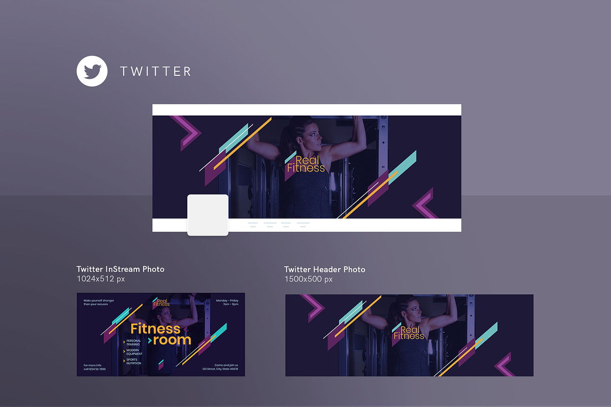 Social Media Pack | Fitness Gym, a Social Media Template by Amber Graphics (Photo 4 of 10)