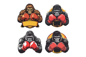 Cartoon gorilla boxer. Furious, an Object Illustration by Stock-Smart-Start