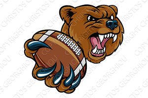 Bear American Holding Football Ball