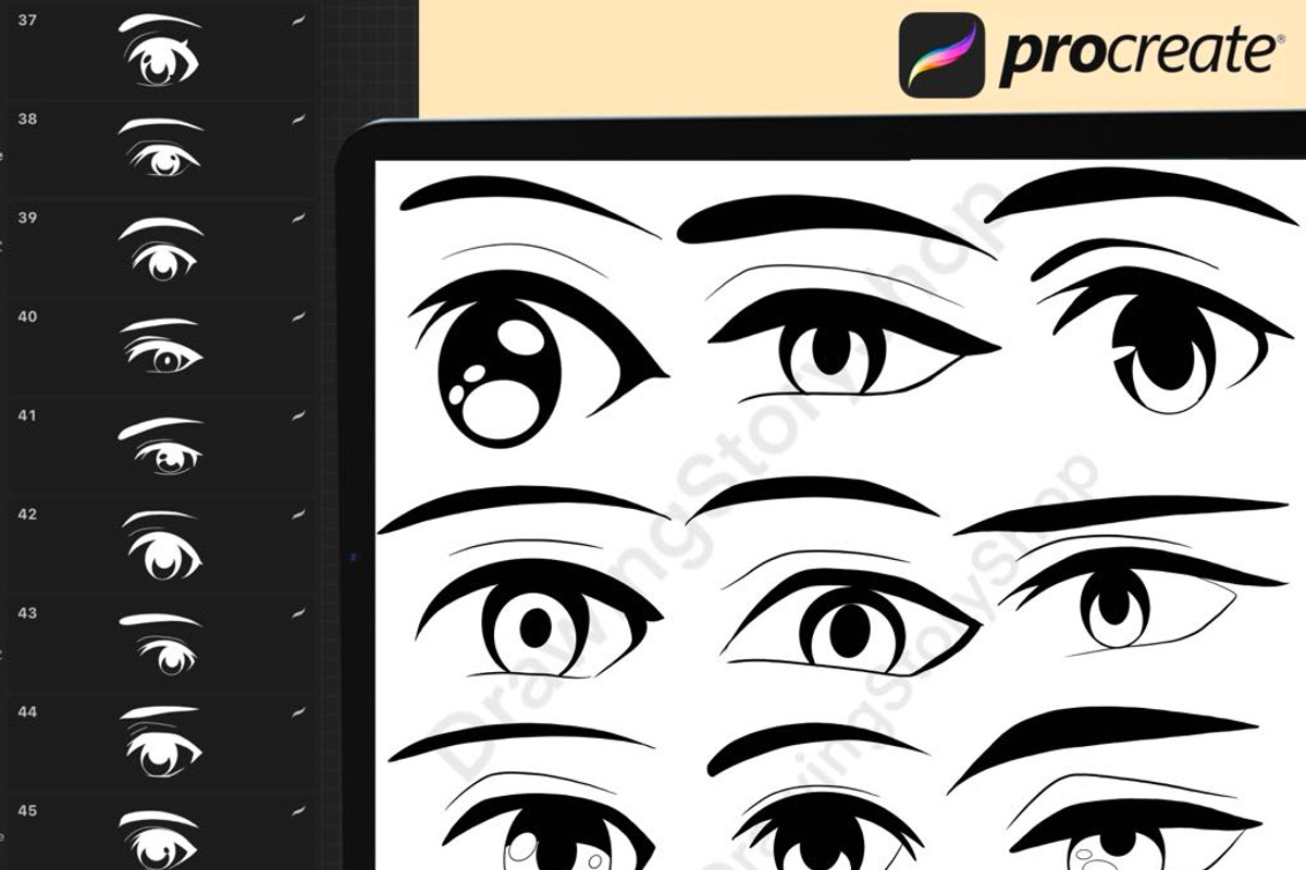 100 Procreate Eyes Male Stamps, a Brush Add-On by DrawingStoryShop (Photo 3 of 5)