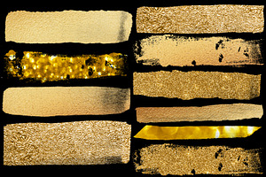 20 Gold Foil & Glitter Brush Strokes