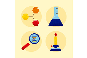 four dna study icons, an Illustration by studiogstock