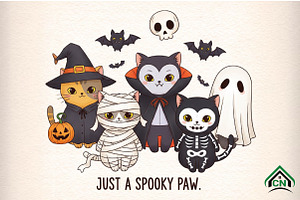 Halloween Cat Just a Spooky Paw Png, an Illustration by Craft Nest