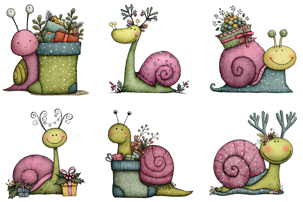 Whimsical Cartoon Snail Clipart, an Illustration by CraftArtStudio (Photo 4 of 6)