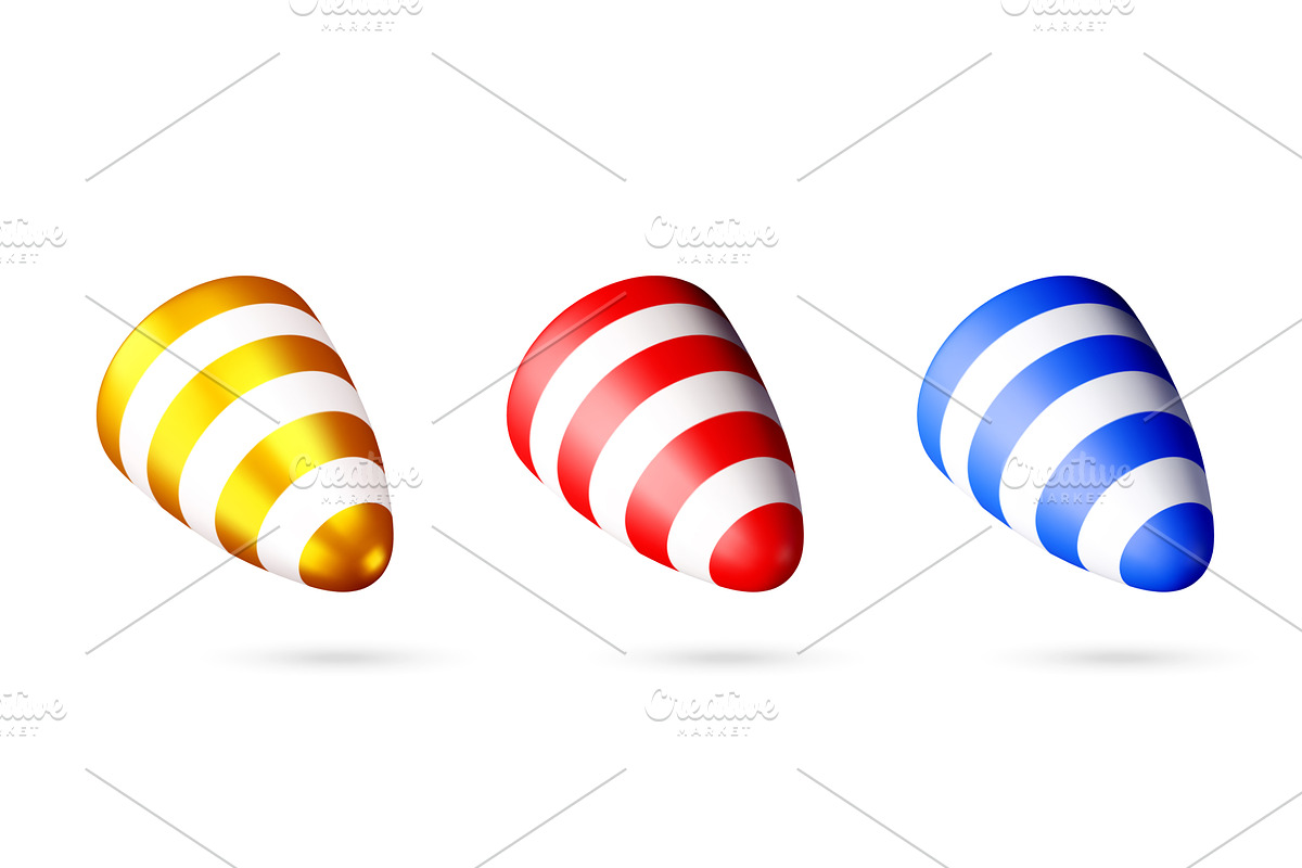 Set of three 3d colorful party hat., an Object Illustration by Abscent