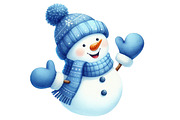 Christmas Winter Blue Snowman Clipar, an Illustration by Designworld (Thumbnail 4 of 4)