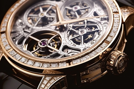 Luxury mens watch commercial concept, bespoke gold design on dar, a Beauty & Fashion Photo by Anneleven