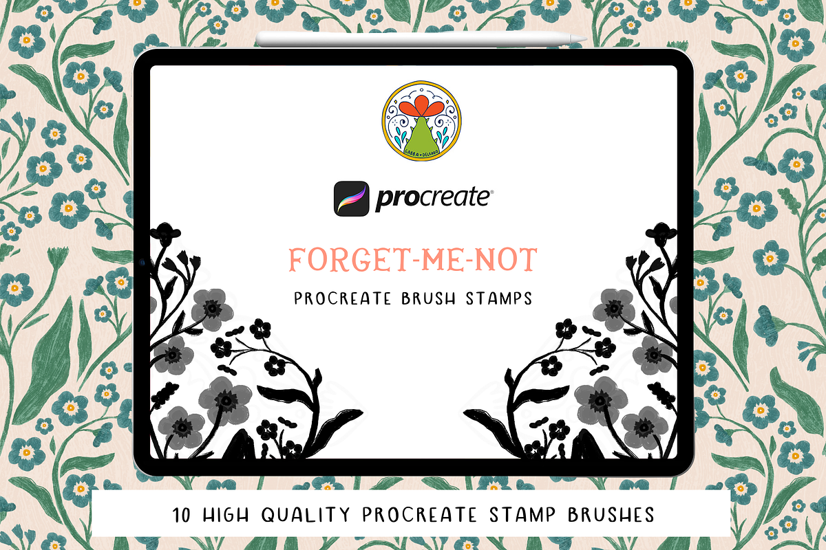 Procreate Stamps - Forget-Me-Not, a Brush Add-On by Gabba Delgado (Photo 1 of 4)