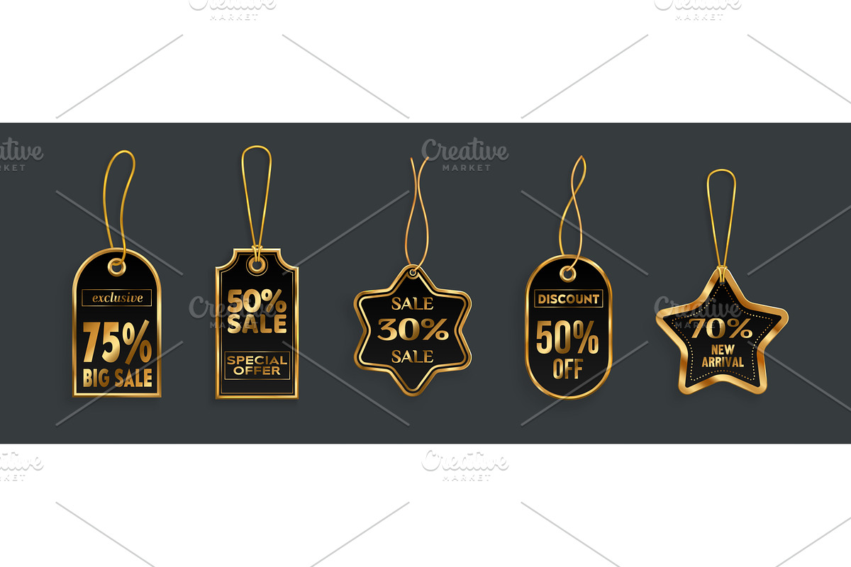 Gold discount badge collection, an Object Illustration by art PVP - market