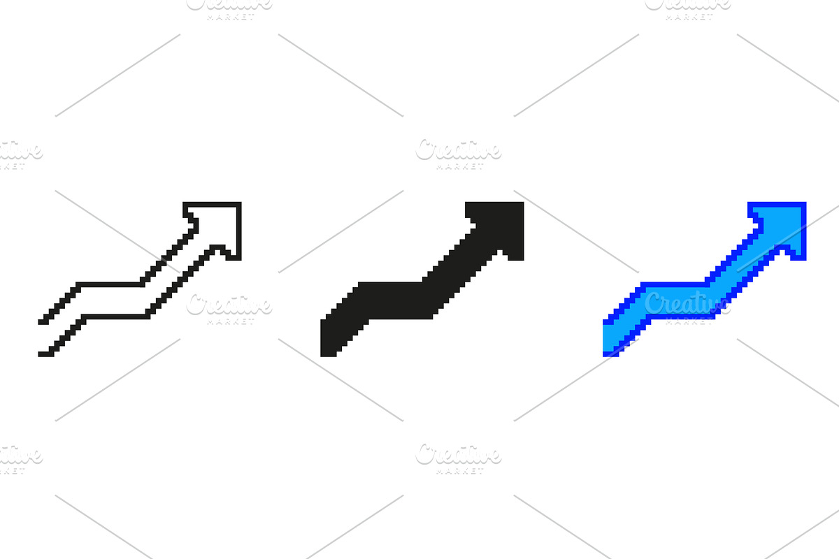 Pixel Art Upward Arrow Icon Set, an Object Illustration by Gentle Studio
