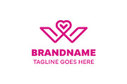 Letter W Love Monoline Simple Logo, a Branding & Logo Template by Pray Art Design Studio (Thumbnail 1 of 2)