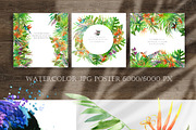 Watercolor Tropical plant & Bird, an Object Graphic by FineArt (Thumbnail 7 of 22)