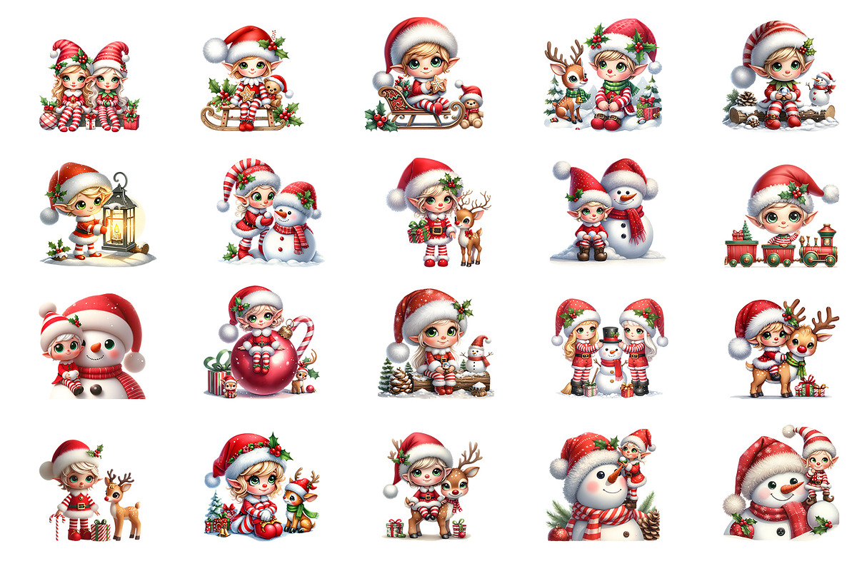Watercolor Christmas elf clipart, a Person Illustration by ElenazlataArt (Photo 2 of 3)