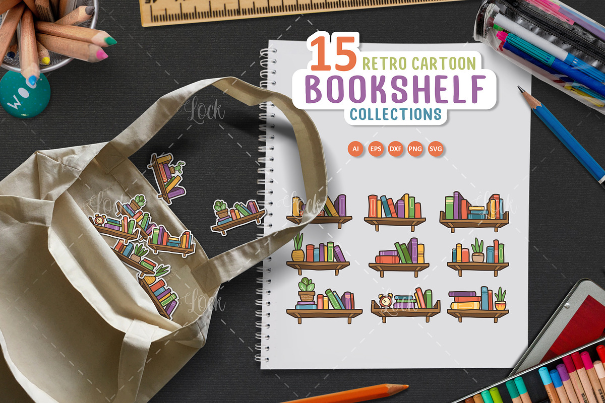Set of Interior bookshelves, a Graphic by Allmostudio (Photo 1 of 4)