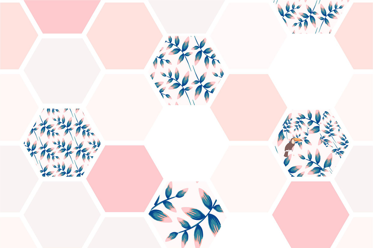 tropical vector pattern with toucan, a Decorative Illustration by Mary P (Photo 2 of 4)