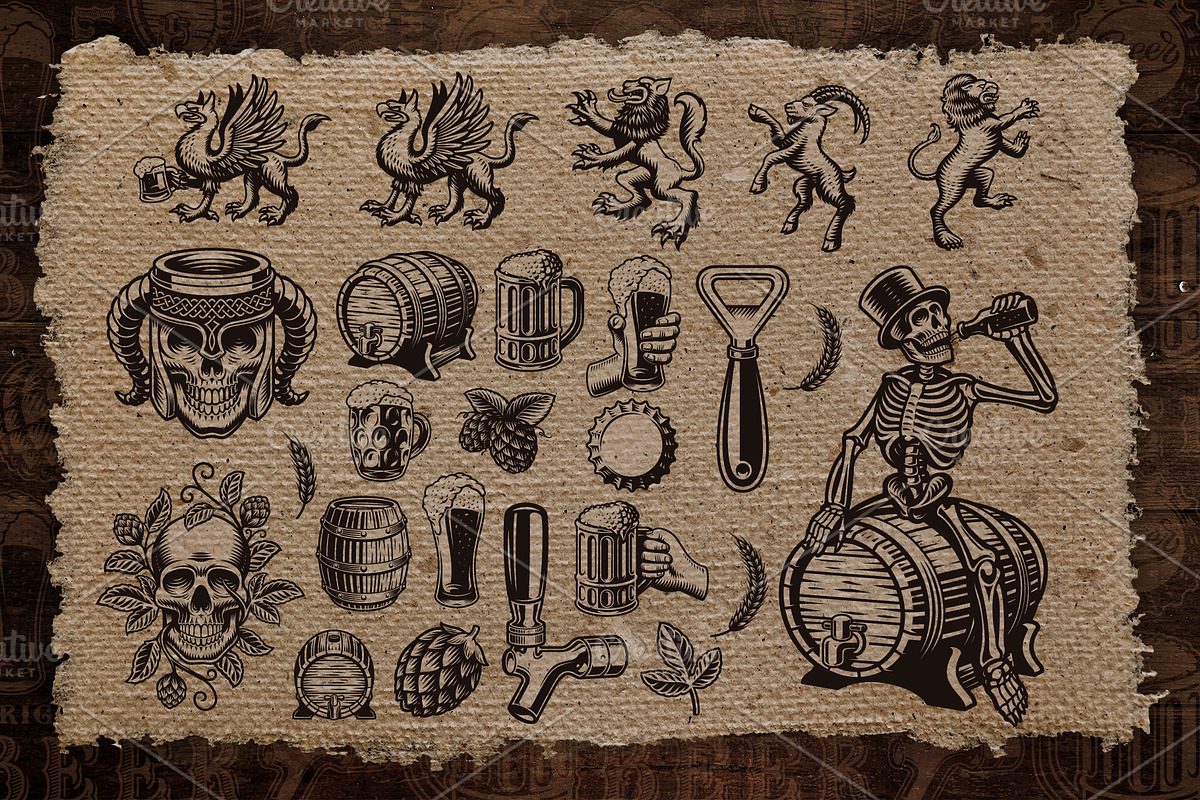 Vintage Beer Emblems Bundle, an Illustration by Harry Kasyanov (Photo 3 of 9)