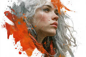Abstract portrait of a woman with lo, a Photo by Pixeness Studio