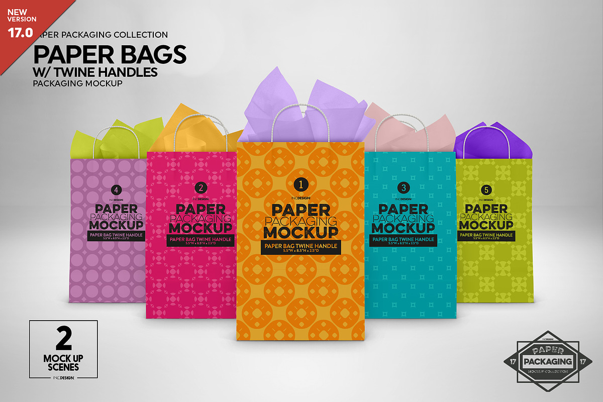 Paper Bags Twine Handles Mockup, a Packaging Mockup by INCDesign (Photo 1 of 10)