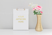 Styled Clipboard Florals Stock Image, a Product Mockup by White Turquoise Co. (Thumbnail 1 of 2)