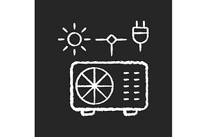 Hybrid Air Conditioner Chalk Icon