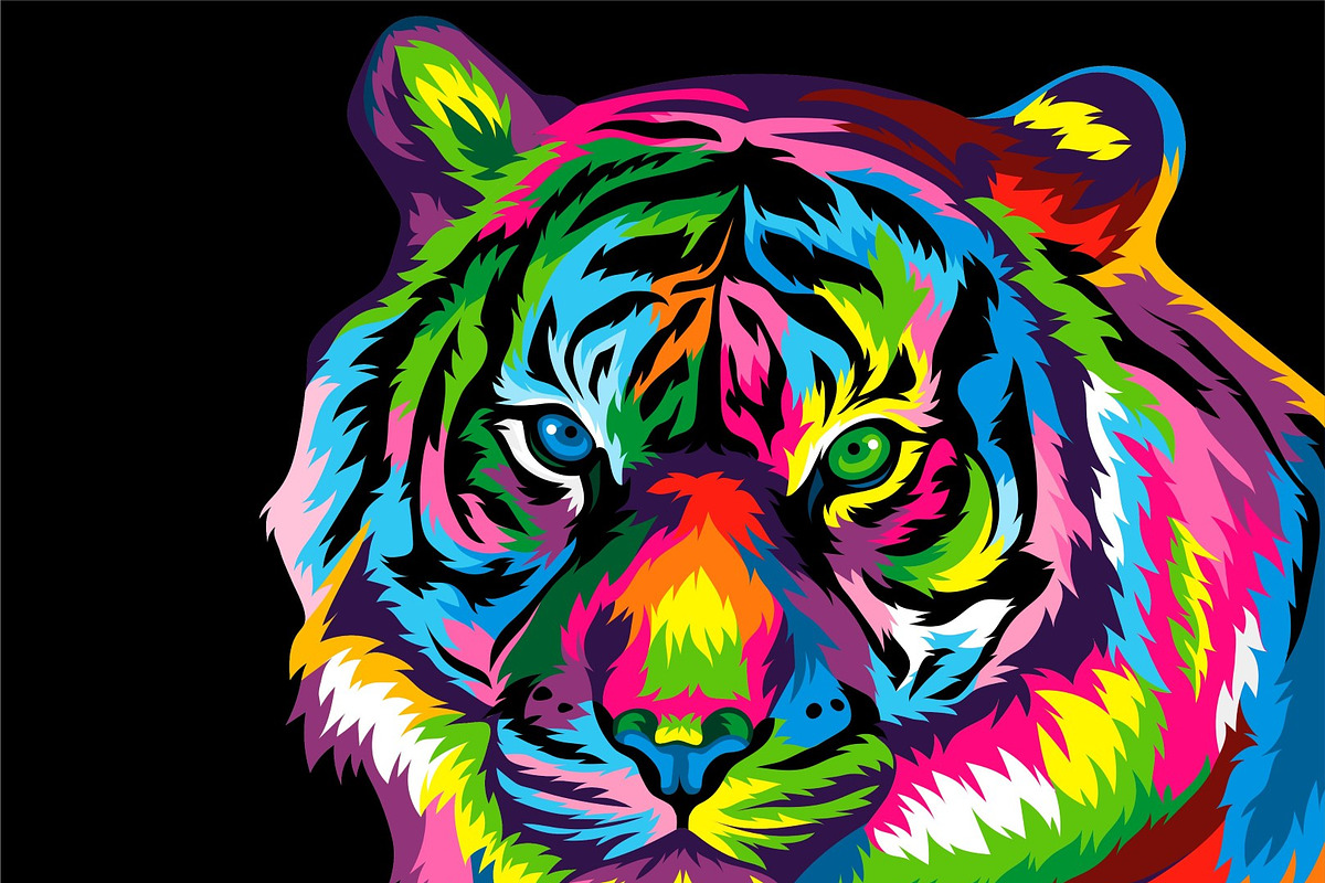 Tiger colorful popart vector artwork, an Animal Illustration by weervector (Photo 2 of 2)