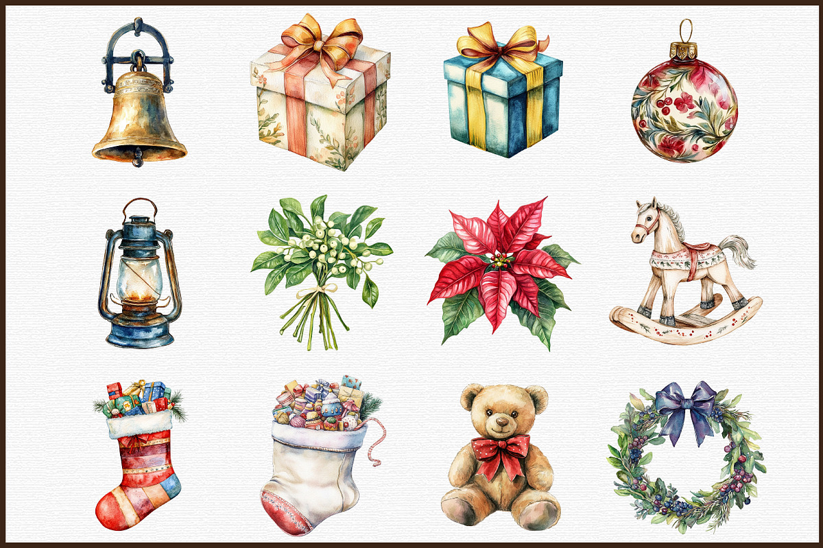 Vintage Old Christmas Clipart Bundle, an Illustration by Sublimation Artist (Photo 3 of 6)