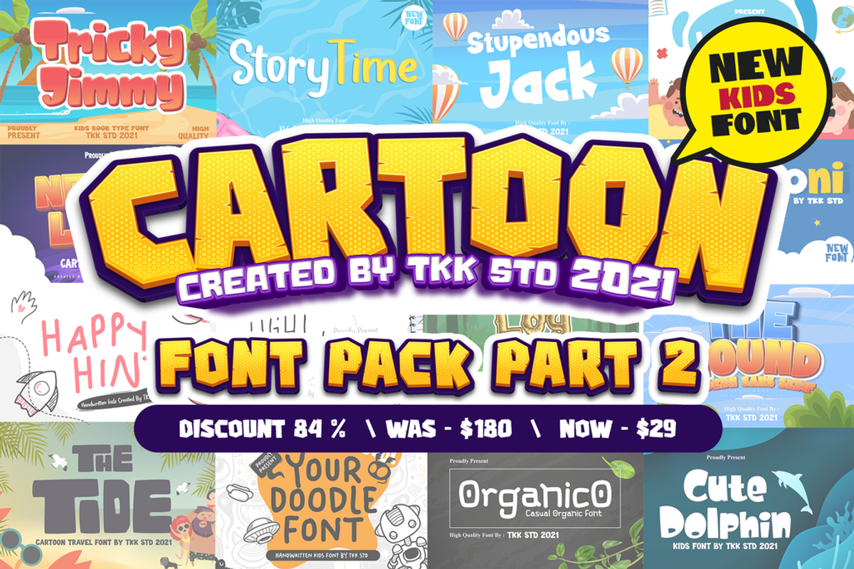 Cartoon Font Bundle V2 - SALE, a Sans Serif Font by tokokoo (Photo 1 of 16)
