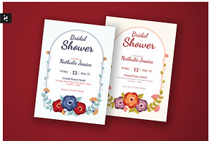 Floral Bridal Shower Invitation, a Card Template by Neermana