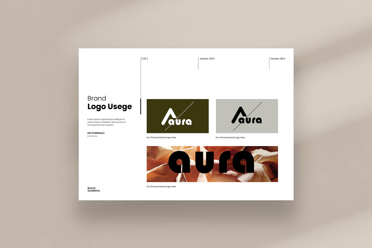 AURA / Brand Guideline Template, a Brochure Template by Slide-Agency (Photo 4 of 11)