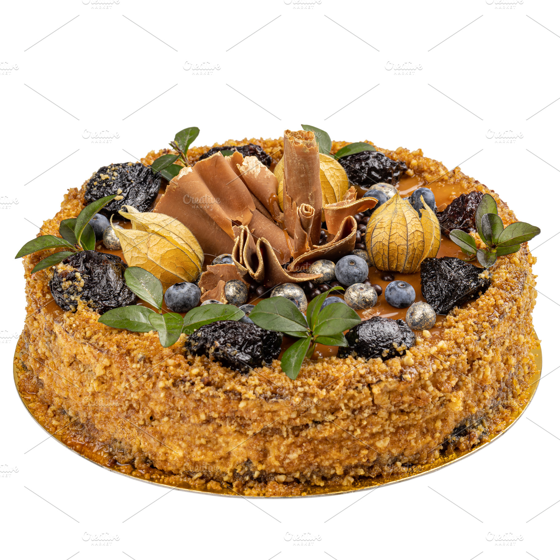 Festive cake with nuts and salted caramel, a Background Photo by Grafvision photography