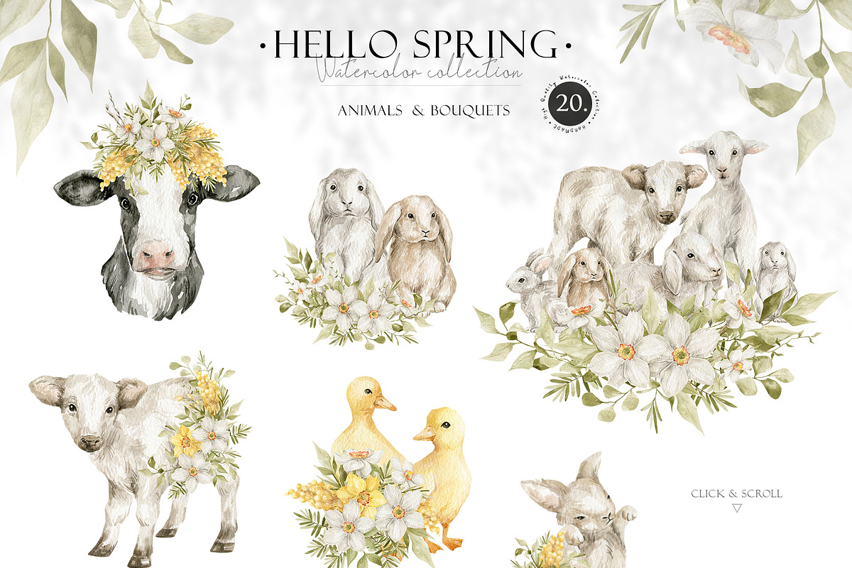 Watercolor Spring Easter Animals, an Animal Illustration by Kreker Kate