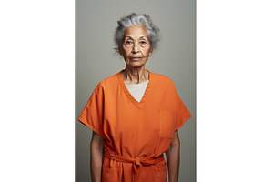 Elderly female in orange prison, a Person Photo by Lermont51