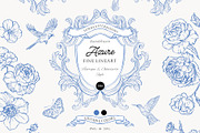 Azure Baroque LineArt, a Decorative Illustration by SunnyAfternoons (Thumbnail 1 of 15)