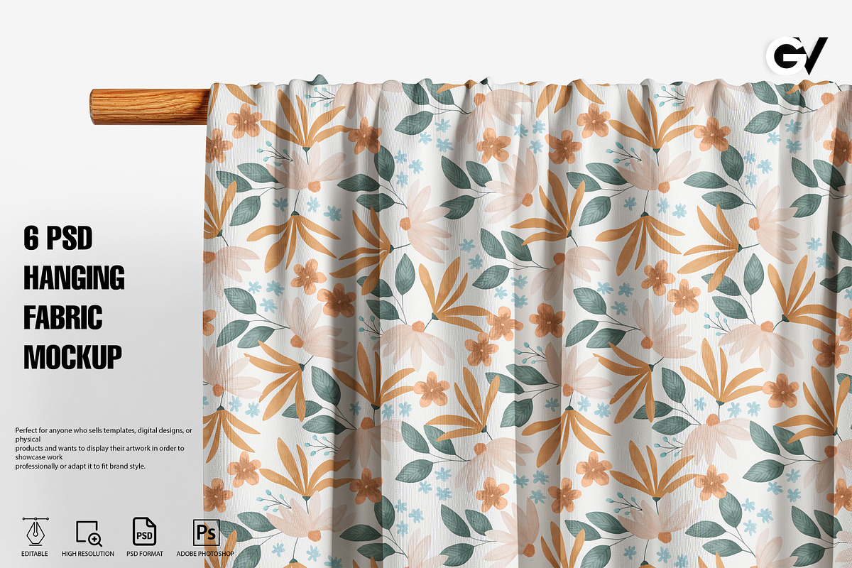 Hanging Fabric Mockup, a Household Mockup by GraphicVil (Photo 1 of 9)