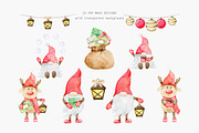 Watercolor Christmas Gnome Clipart, a Seasonal Illustration by Daryartsy (Thumbnail 5 of 12)