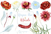 Marsala and Niagara blue watercolor, an Illustration by LABFcreations (Thumbnail 7 of 7)