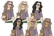 Sleep Less Read More Girls Clipart, a Person Illustration by GlamArtZhanna (Thumbnail 4 of 4)