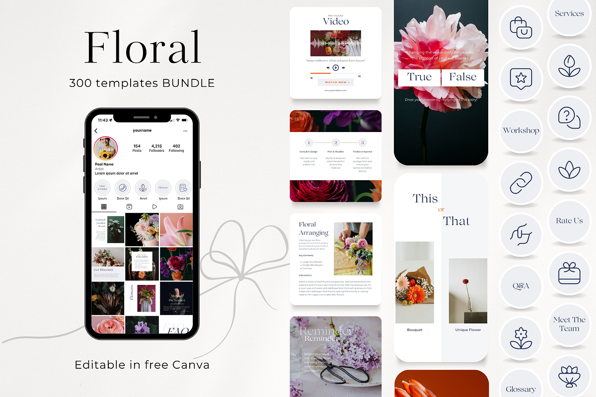 300 Floral Social Media BUNDLE, a Social Media Template by PatternLab. (Photo 1 of 9)