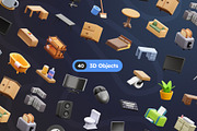 Furniture & Electronics 3D Icons, a Furniture 3D Model by Rakata Studio (Thumbnail 5 of 7)