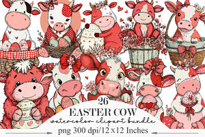 Whimsical Easter Cow Clipart, an Illustration by Designking