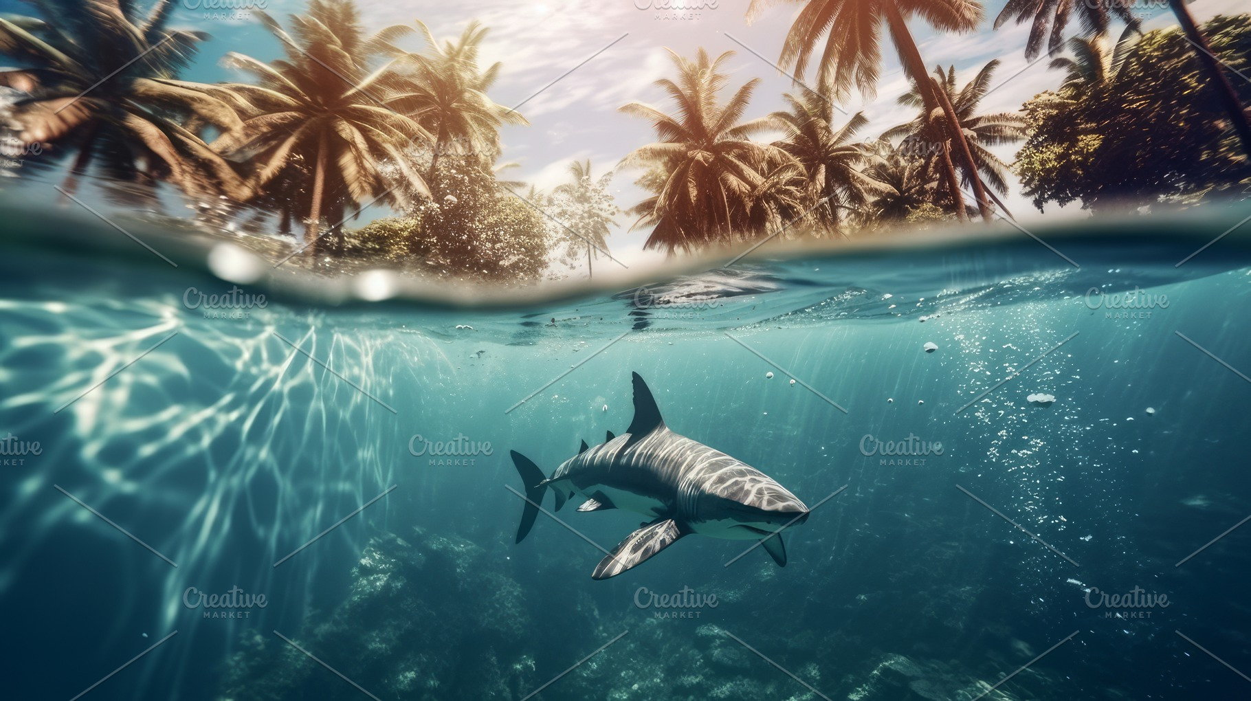 white shark swims underwater, a Photo by Pictures for you!!!!!!!!!