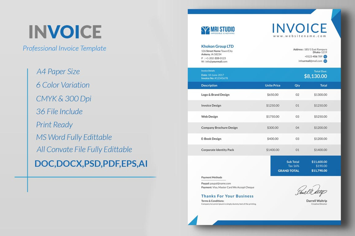 Corporate Invoice, a Stationery Template by MRI STUDIO