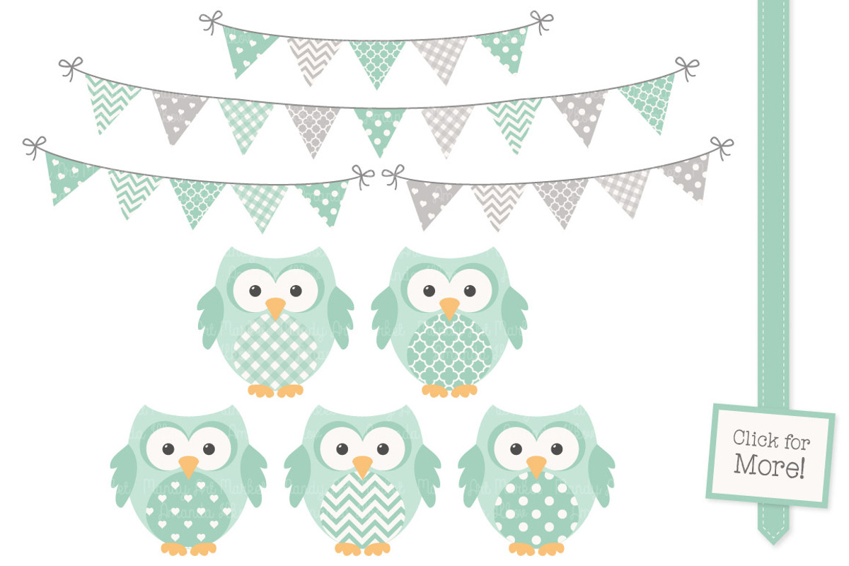 Mint & Grey Vector Owls & Papers, an Illustration by Amanda Ilkov (Photo 2 of 3)