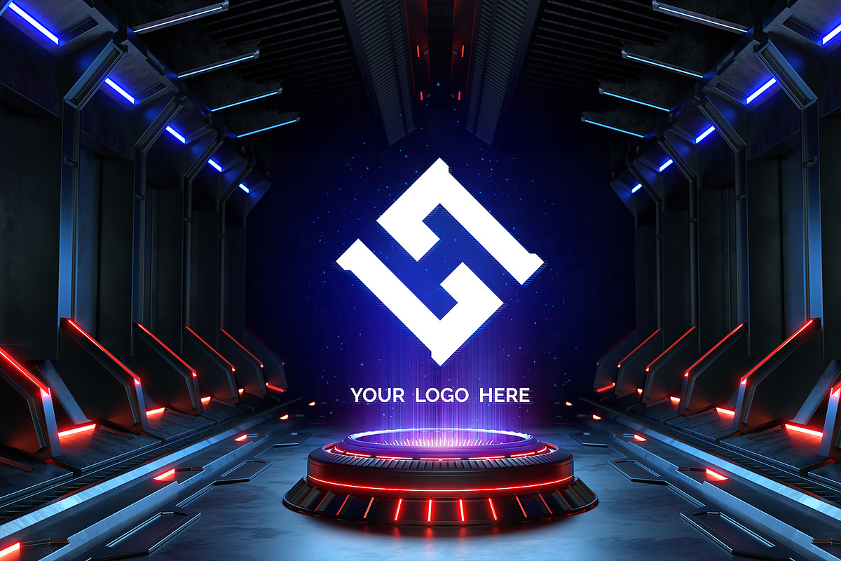 Futuristic pedestal Logo mock-ups, a Product Mockup by S_design (Photo 12 of 12)